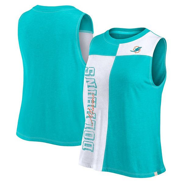 

Женский топ с цветными блоками Miami Dolphins Aqua/White Unbranded