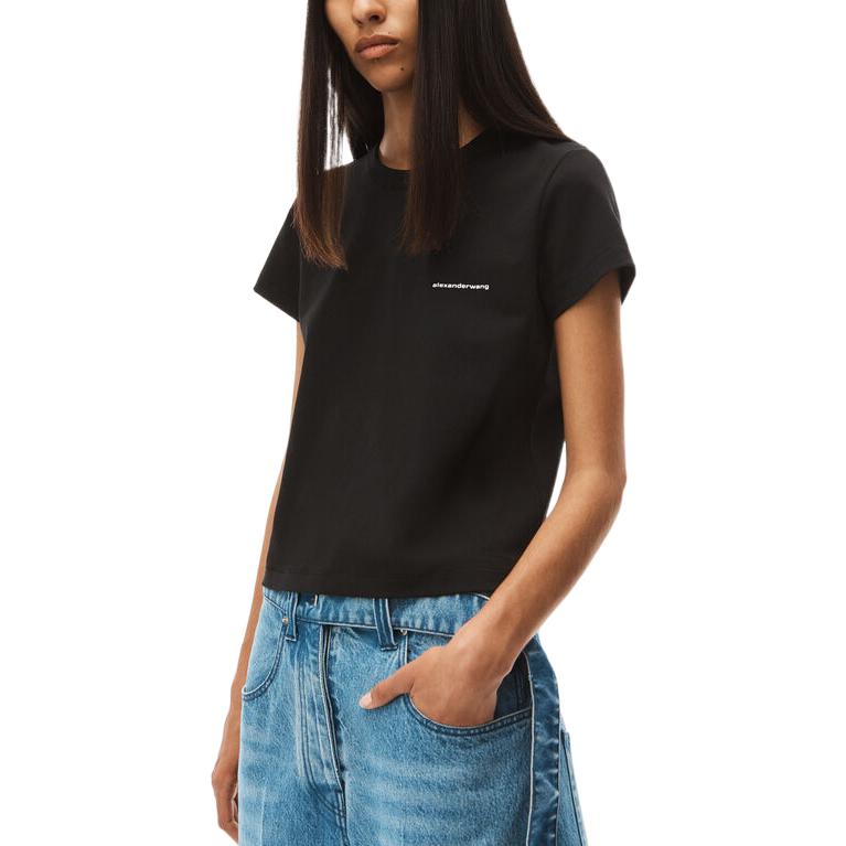 Футболка Alexander Wang с уменьшенным логотипом, черная — фото 3