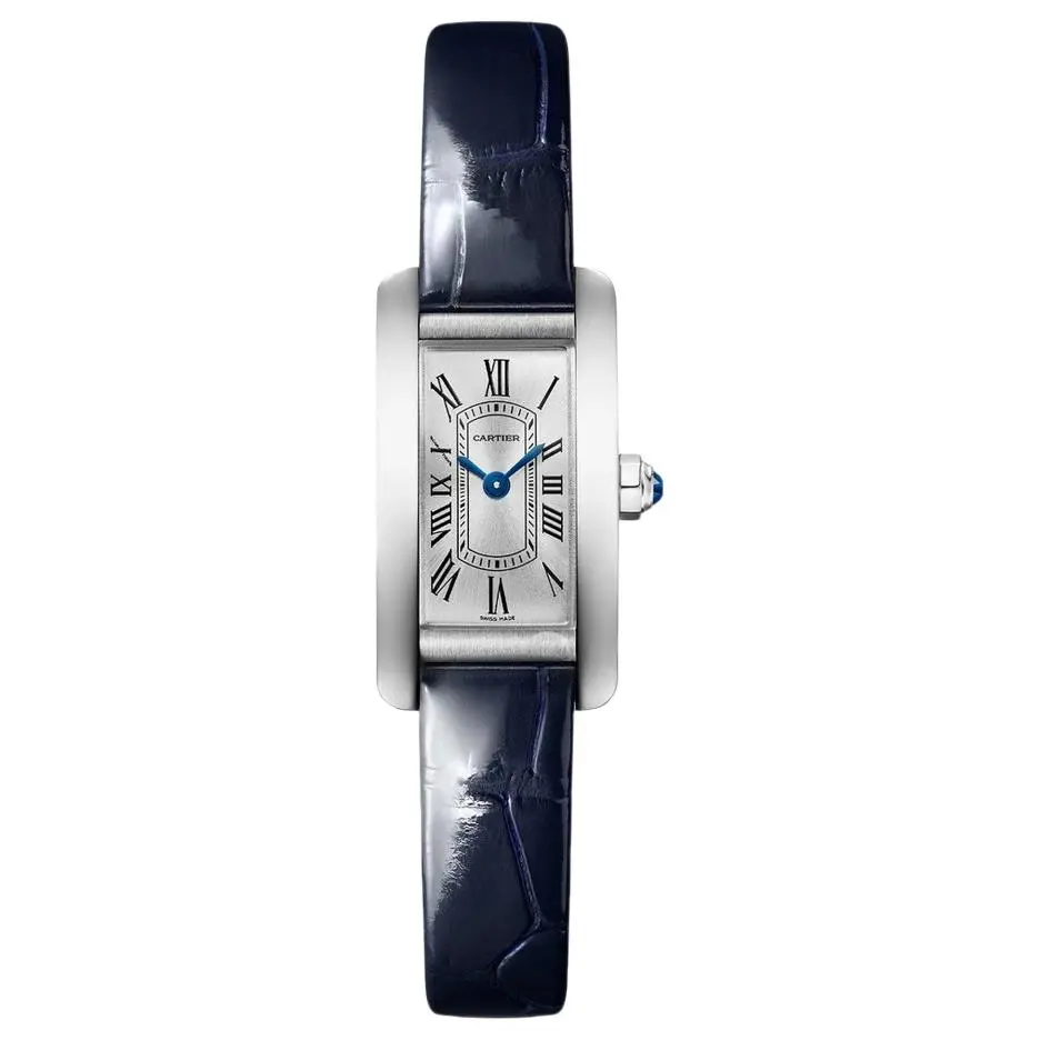 

Cartier Часы TANK DE Quartz Movement Women's Watch 28.0*15.2mm Silver Dial Stainless Steel Case Crocodile Leather Strap, Silver Dial