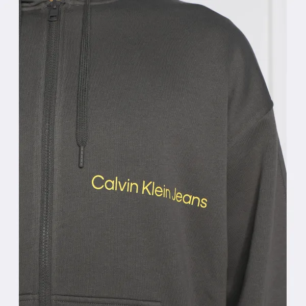 Толстовка обычного кроя на молнии со свободными местами Calvin Klein, серый — фото 4