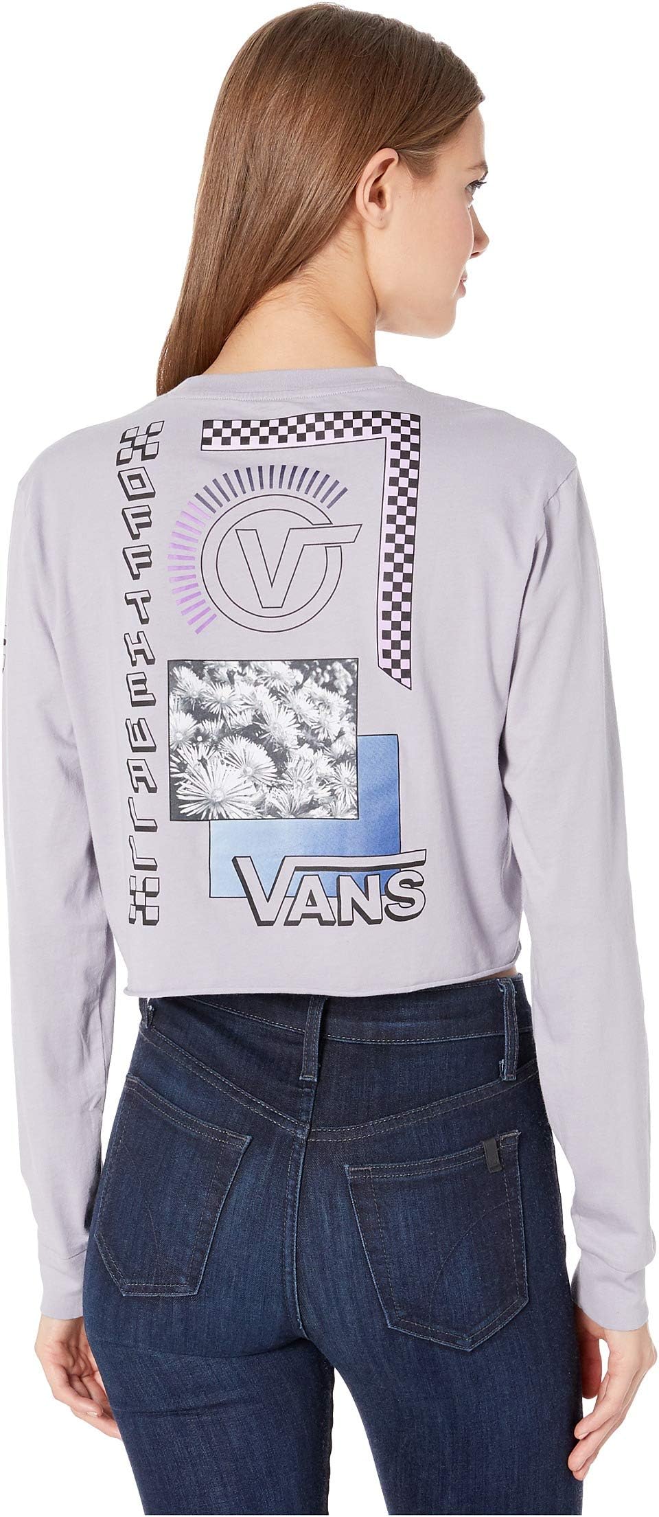 

Футболка Vans Community Collage Long Sleeve Crop Tee, цвет Lilac Grey