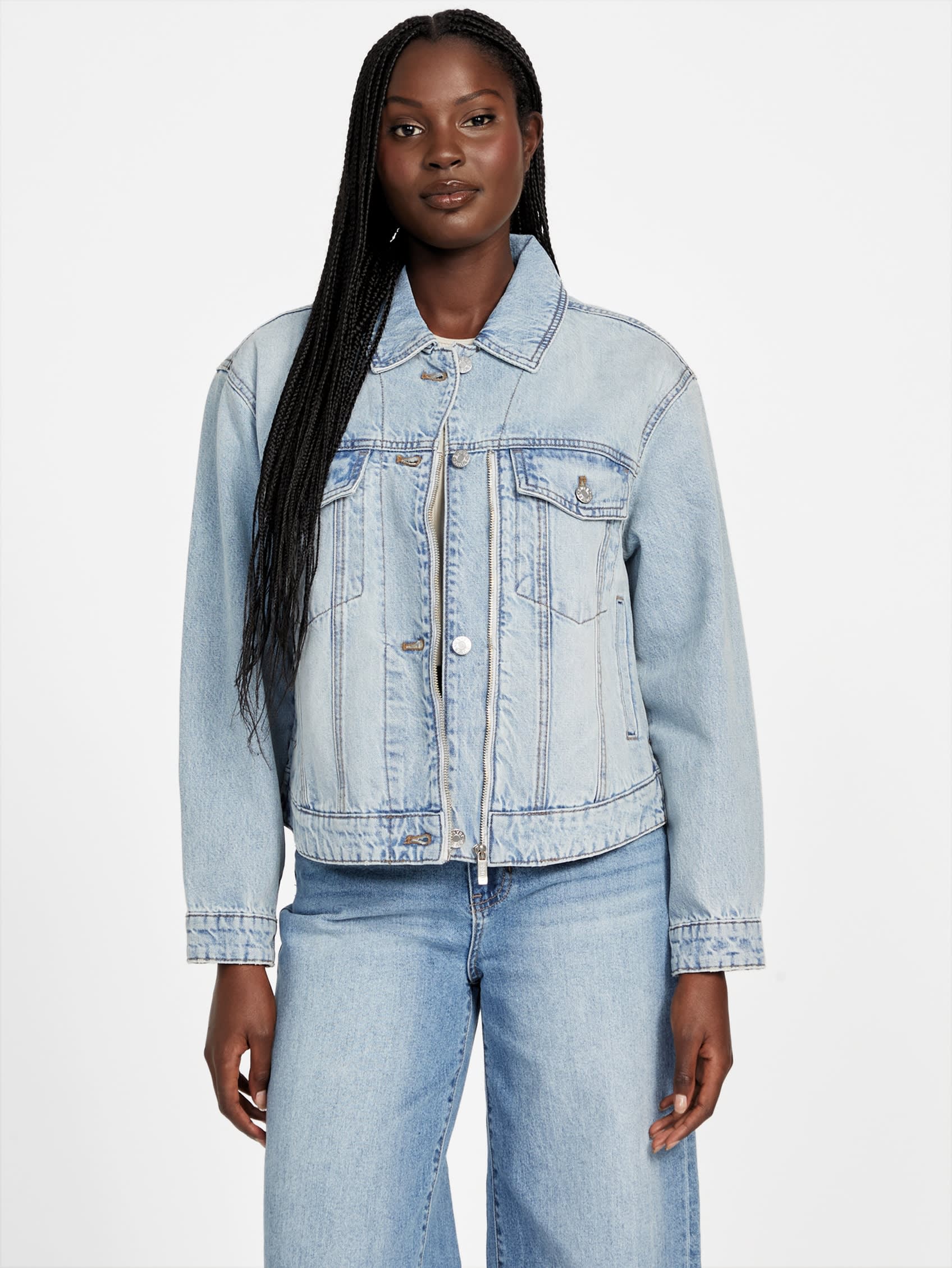 

Сери Джинсовая куртка на молнии Guess Factory, Light Wash