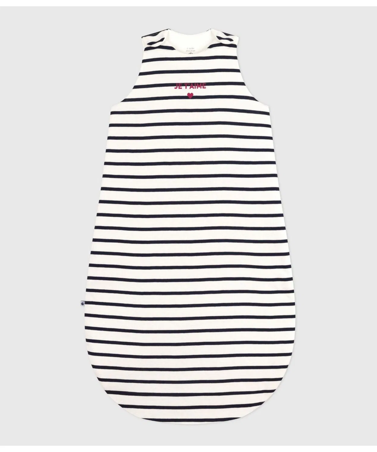 Слип-боди для сна с бордовой полоской Petit Bateau, хлопок, белый с тёмно-синим