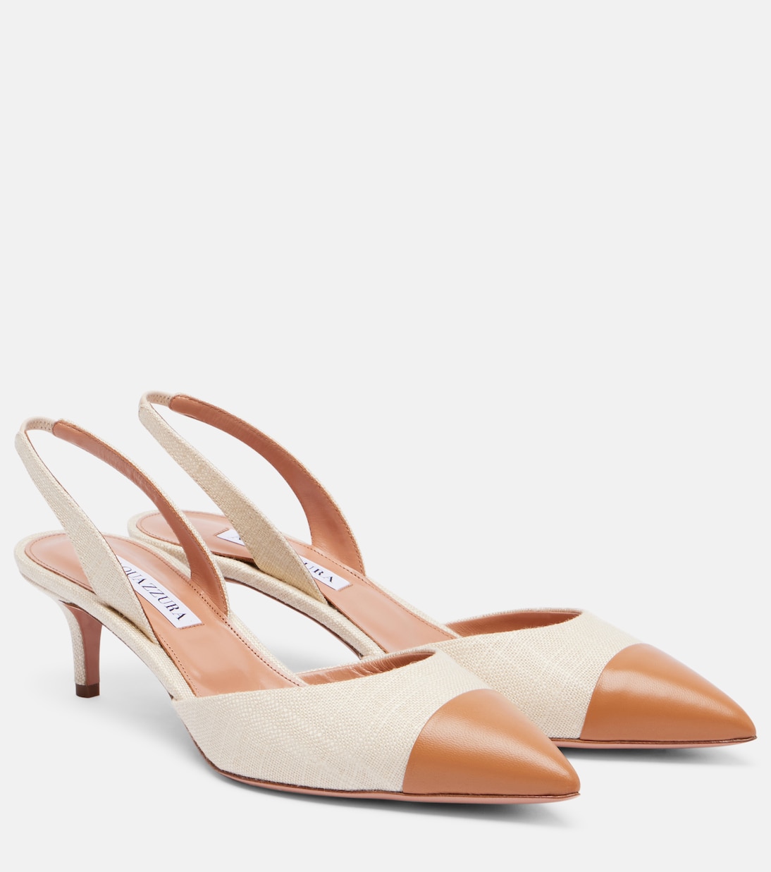 Миланские кожаные туфли-лодочки на ремешке 50 Aquazzura, Natural/Light Caramel