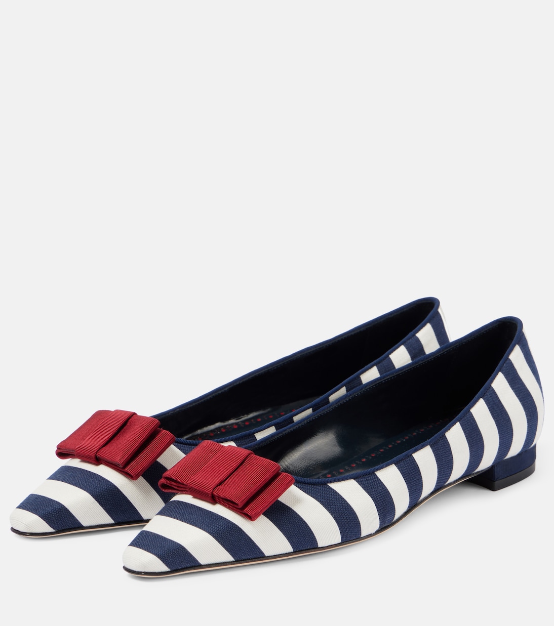 Балетки Reador с бантиком в полоску Manolo Blahnik, Multicolor 970G YWOV/6221 Bred — фото 4