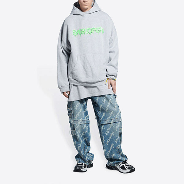 Толстовка slime hoodie wide fit 'grey green' Balenciaga, серый — фото 3