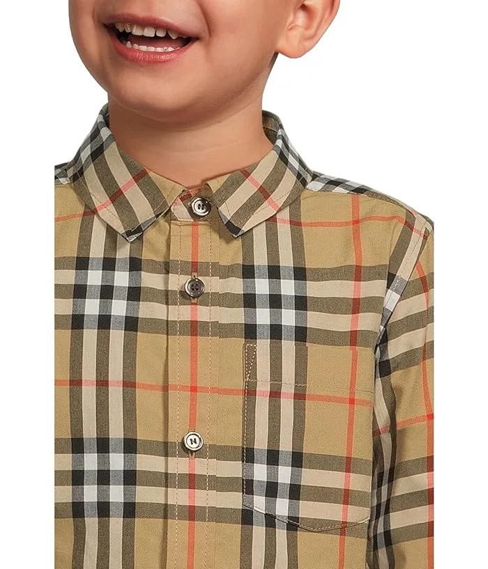 Рубашка с узором Burberry Check модель Owen Burberry Kids, Cornflower Blue Ip Check — фото 3