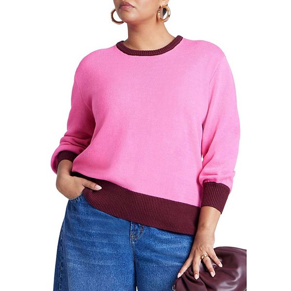 

Женский свитер с контрастной резинкой plus size Eloquii, Candy Pink Maroon