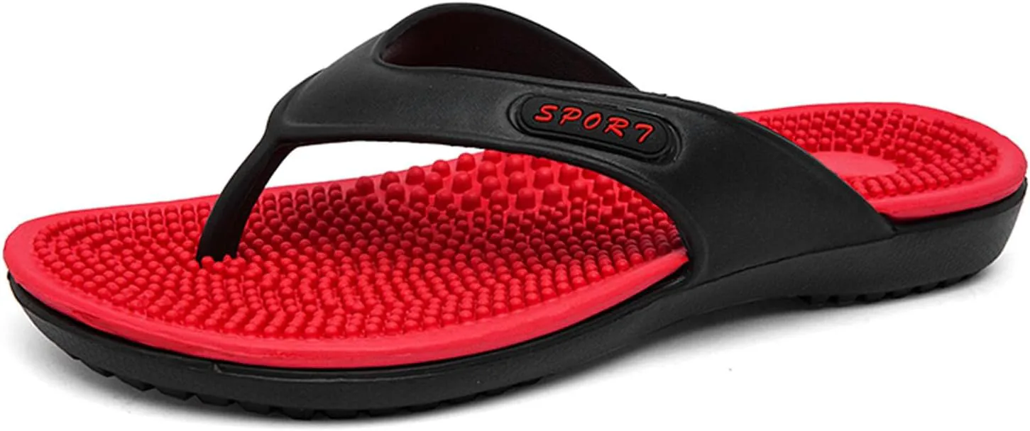 

Мужские спортивные шлепанцы iHinZRY с поддержкой свода стопы при плантарном фасциите, летние пляжные сандалии, комфортные ортопедические вьетнамки, красный