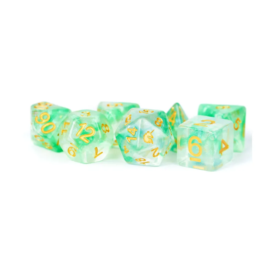 

Поликомплект Icy Everglades с золотом (7), Resin Dice - Unicorn (Metallic Dice Games)