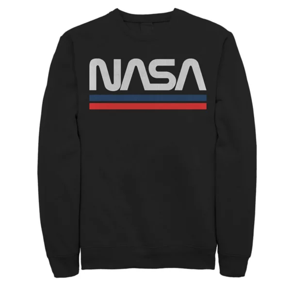 

Большая и высокая винтажная толстовка с минималистичным логотипом NASA в красно-синюю полоску Licensed Character, черный