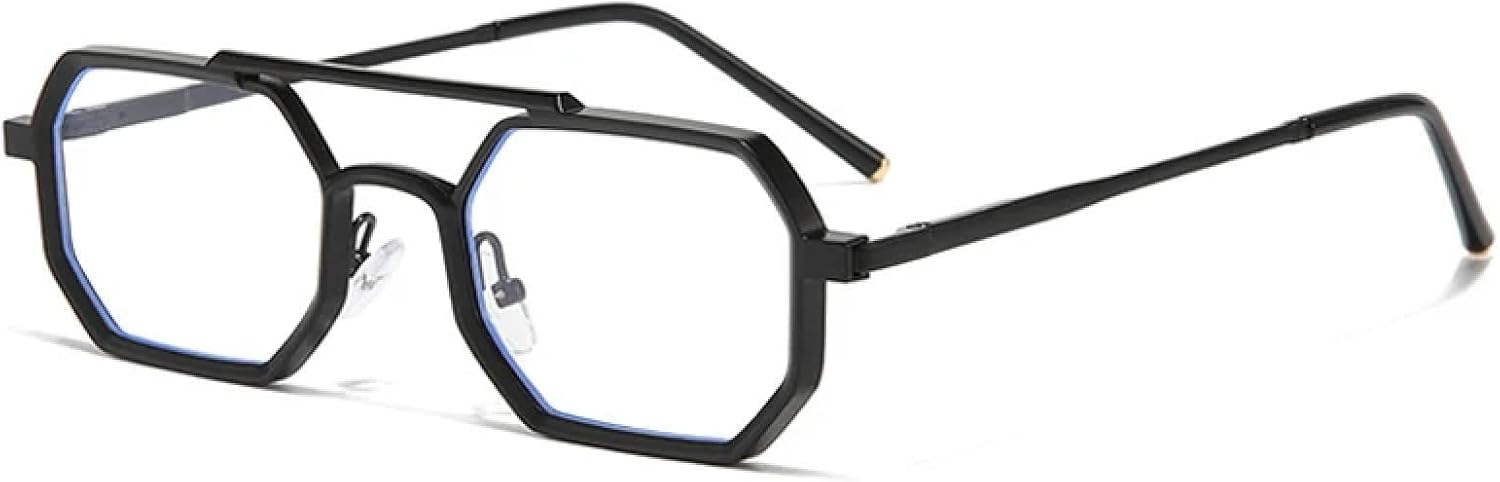 

Мужские солнцезащитные очки в стиле ретро с двойной перемычкой, многоугольные, маленькие, с прозрачными линзами с градиентом цвета "океан", женские очки в металлической оправе TVTBBVV, Black Clear