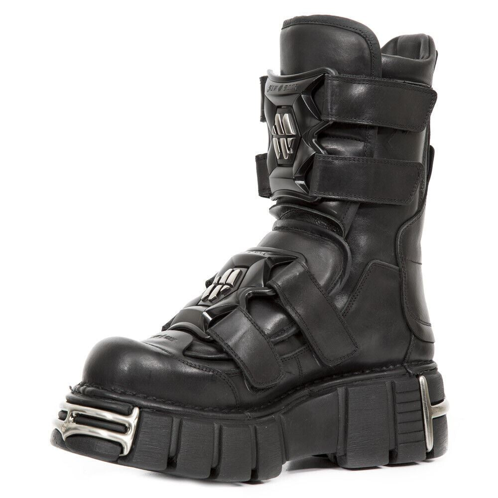 Новые ботинки Mid Calf из черной кожи в стиле рок-панк New Rock — фото 4