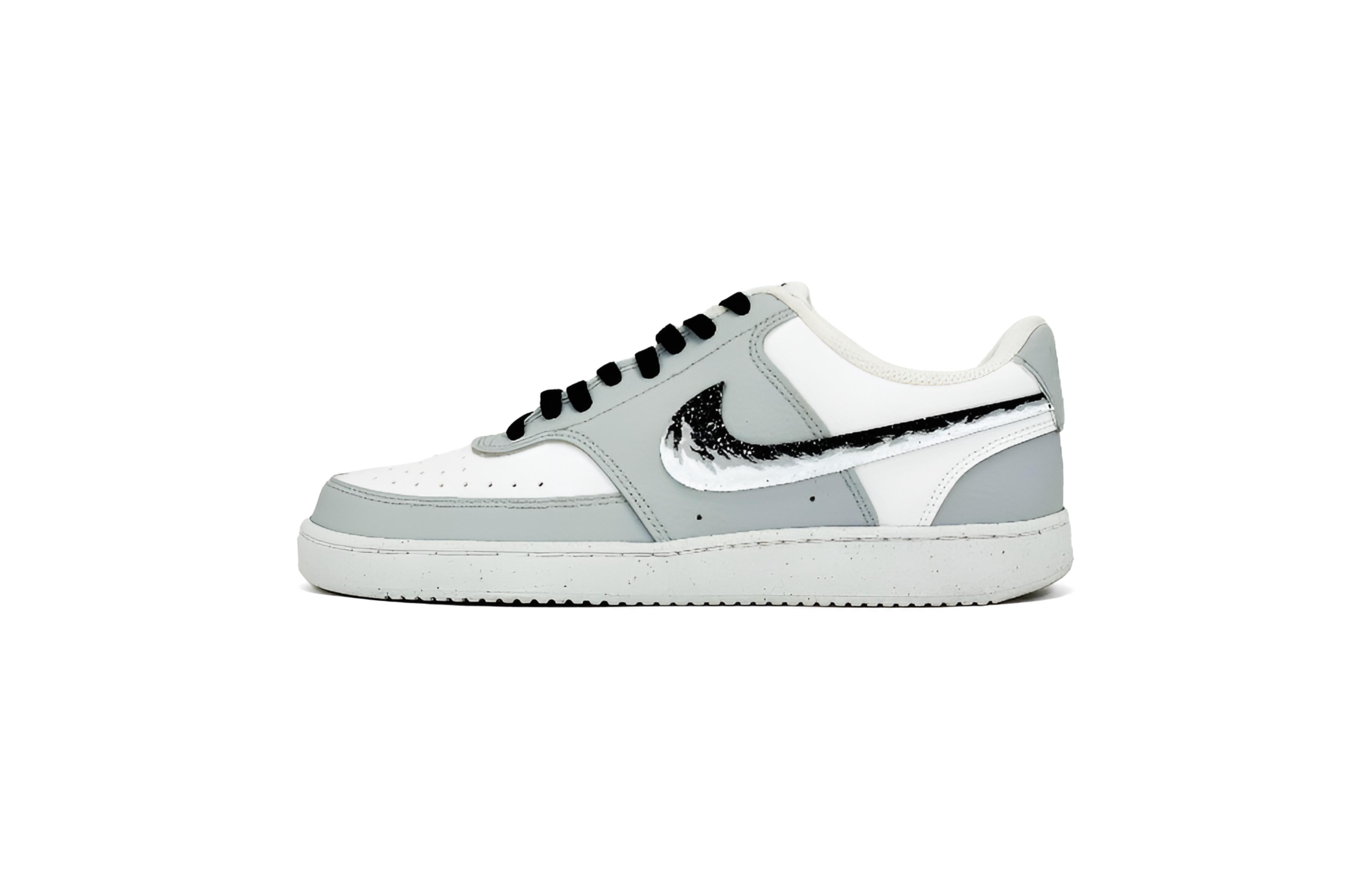 

Nike Мужские износостойкие низкие скейтбордные кроссовки Court Vision 1, серый с белым