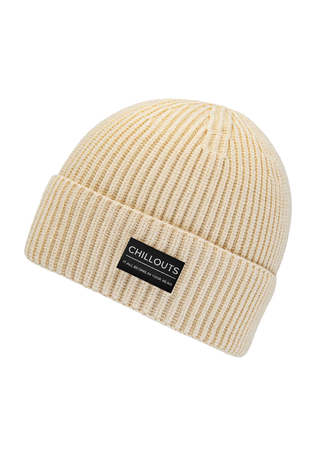 

Вязаная шапка "Калеб", нашивка, женская CHILLOUTS, цвет 33 Cream