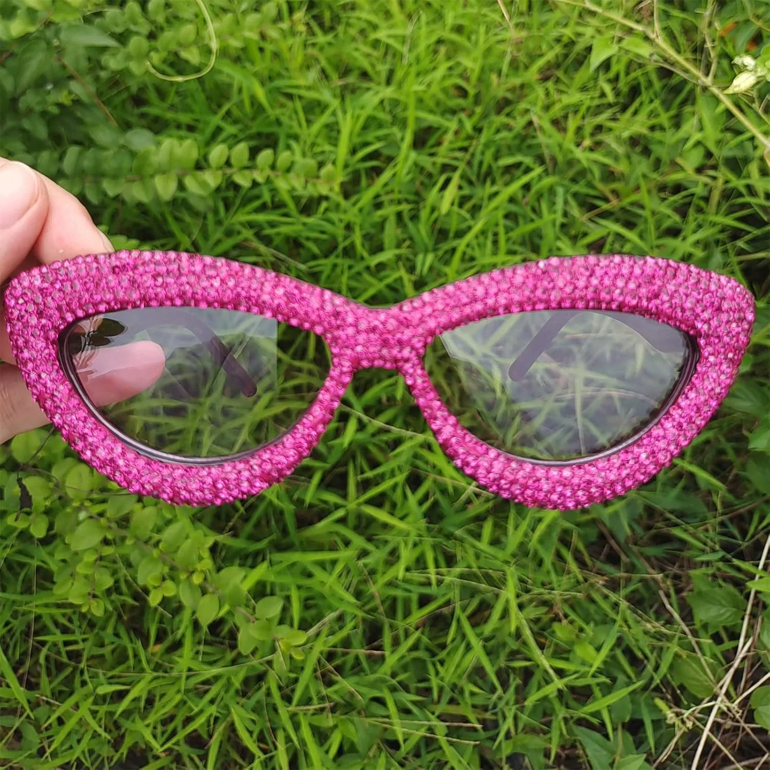 

Роскошные солнцезащитные очки COTIA Luxury с блестящими стразами в форме «кошачьих глаз» для женщин, украшенные бриллиантами, 3pcs White+rose Red+champagne