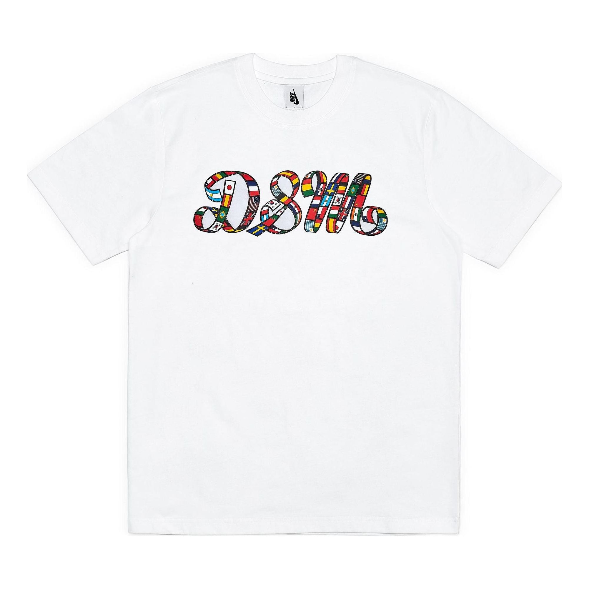 

Футболка Men's Nike x DSM Crossover Alphabet Printing Pattern Pullover Round Neck Short Sleeve White T-Shirt AT1766-100
