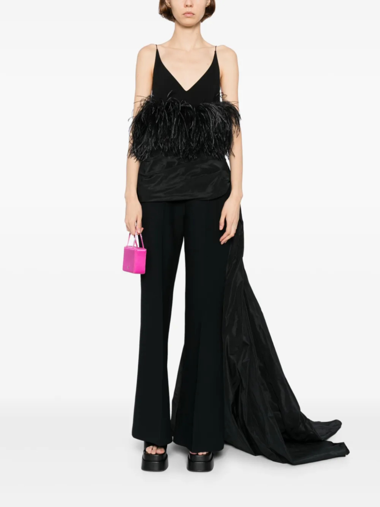 

Расклешенные брюки Isabel Sanchis из тафты с драпировкой и высокой талией, черный