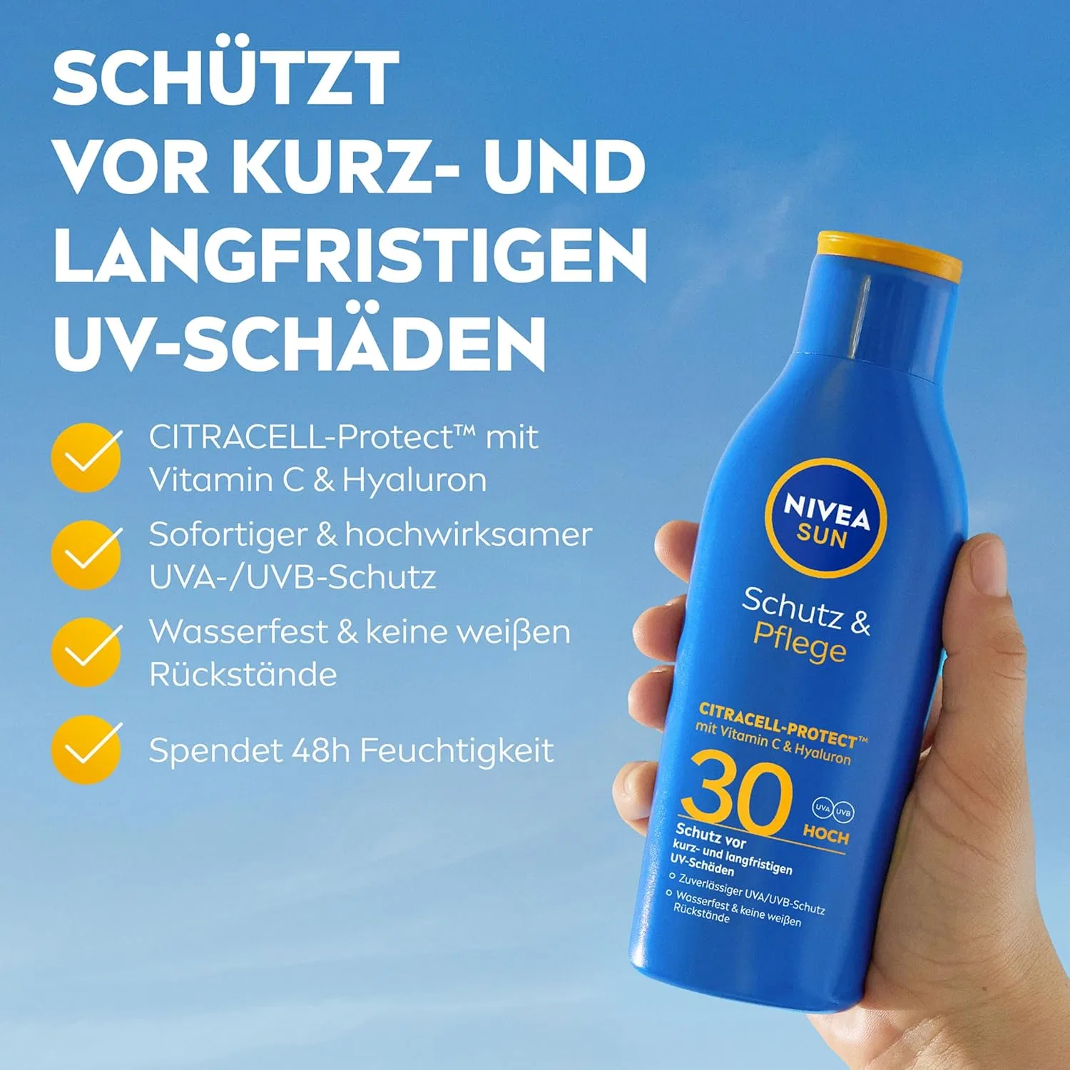 Солнцезащитный лосьон Nivea Sun Protection & Care SPF 30, 200 мл Beiersdorf, White — фото 2
