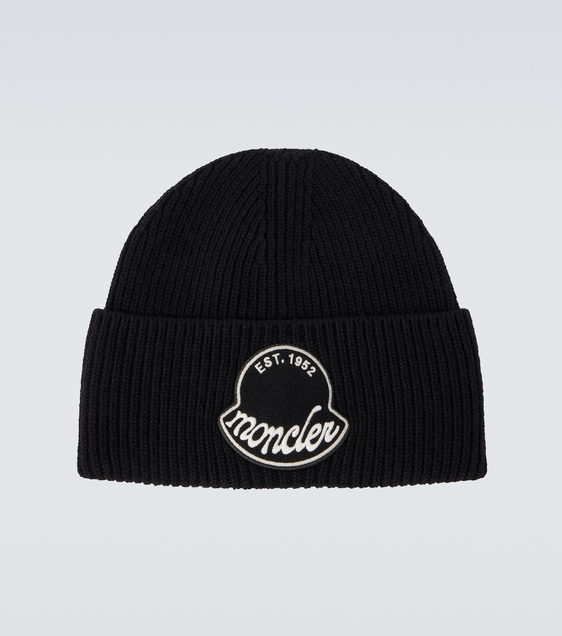 

Шапка из ребристой вязки из чистой шерсти Logo Moncler, черный