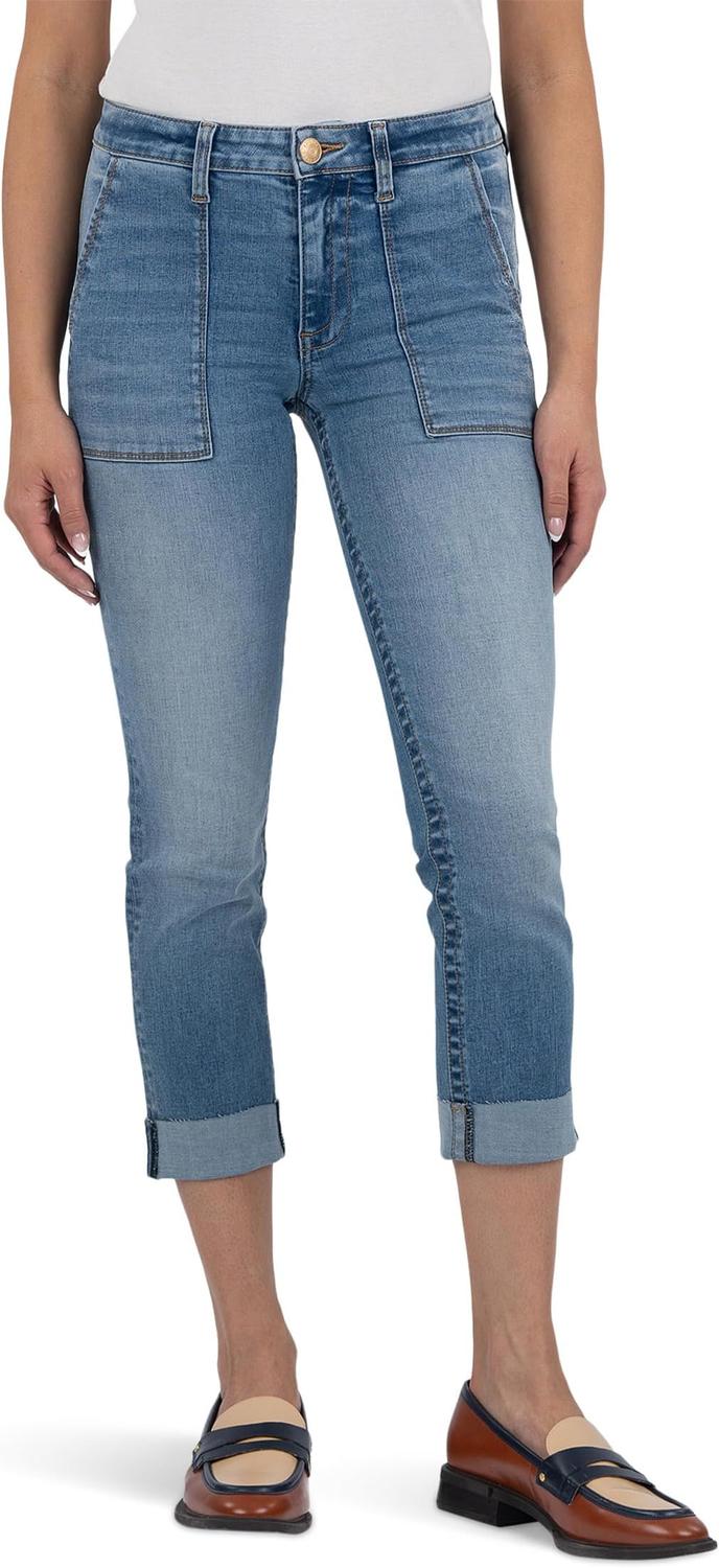 

Джинсы KUT from the Kloth Stevie Crop Straight Leg With Pork Chop Pocket, Traditional
