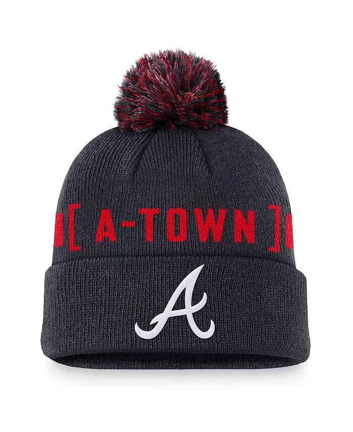 

Мужская темно-синяя вязаная шапка Atlanta Braves Hometown Peak с манжетами и помпоном Nike, синий