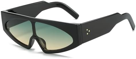 

Солнцезащитные очки 2027 года для женщин в стиле ретро-панк, цельные, с градиентным покрытием, защита от УФ-излучения UV400, мужские солнцезащитные очки с заклепками MTZJH, Black Green