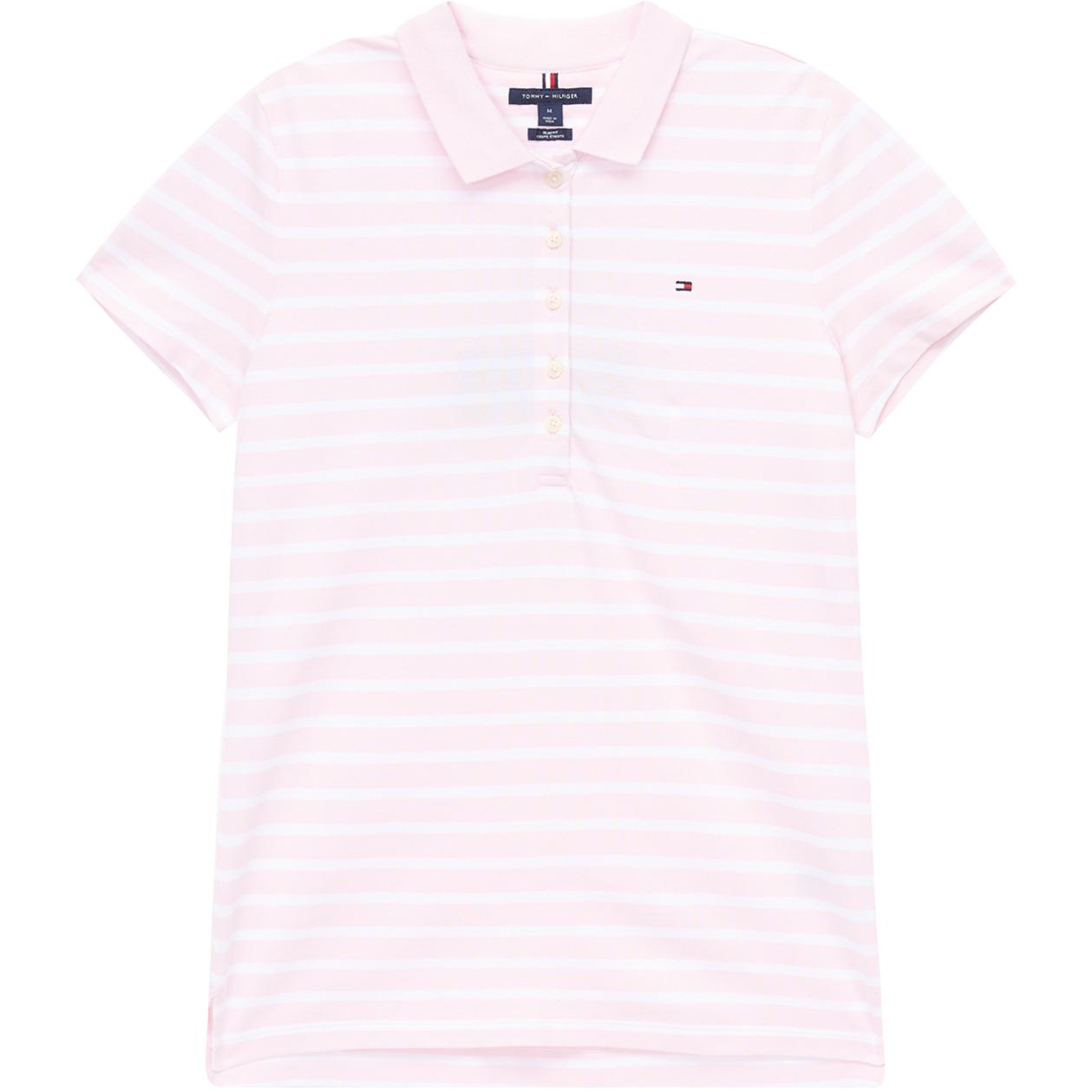 Футболка поло женская светло-розовая в белую полоску Tommy Hilfiger — фото 2