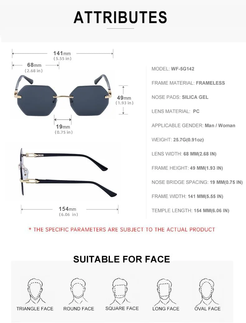 

Геометрические солнцезащитные очки без оправы – стиль ретро-люкс унисекс с бриллиантовыми акцентами, изысканный гламур для современного гардероба GDKPJDT, 4