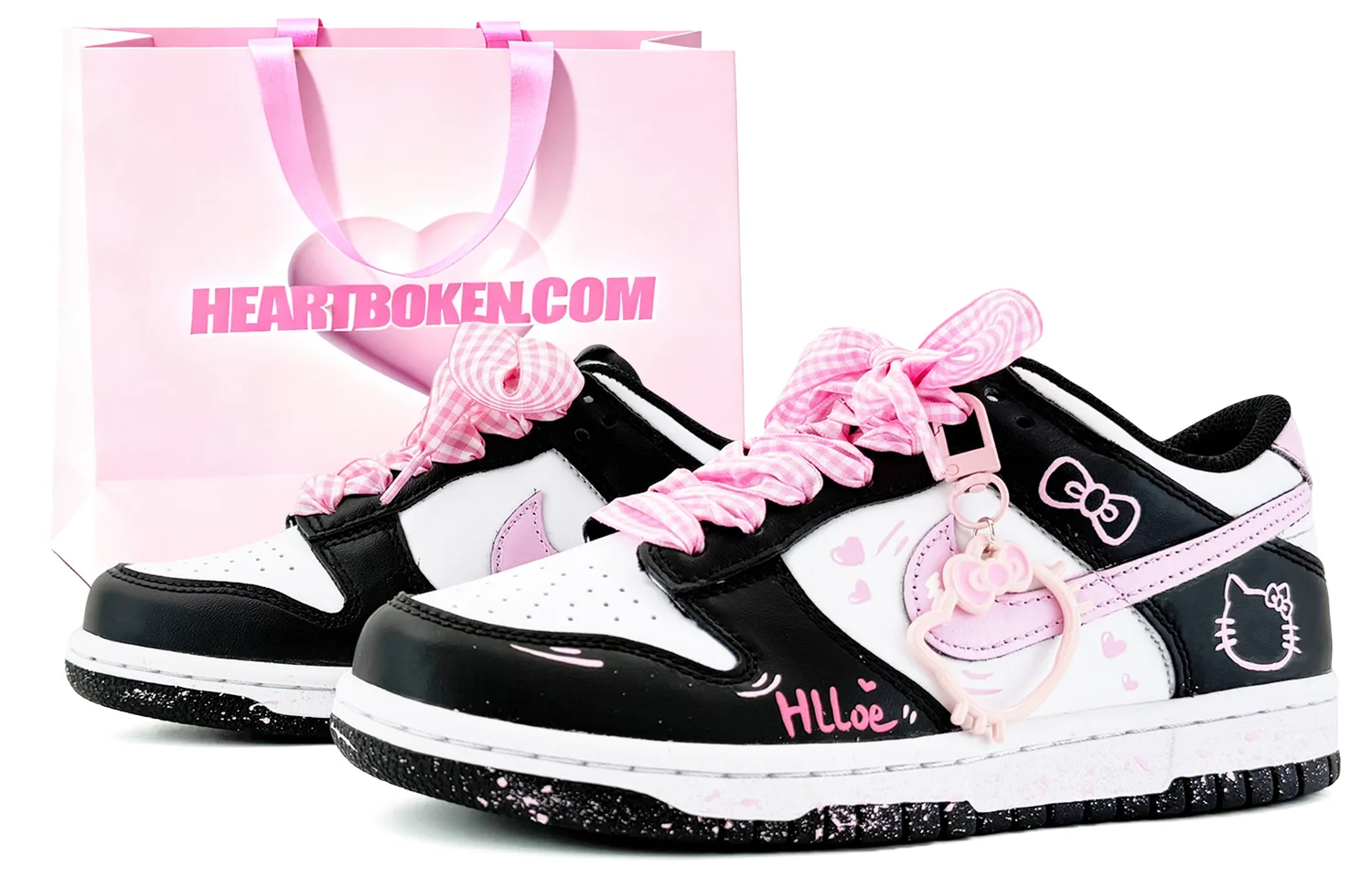 Nike Кроссовки для скейтбординга Dunk Sweetheart Kitten, легкие, амортизирующие, с противоскользящей подошвой, низкие, черные, детские