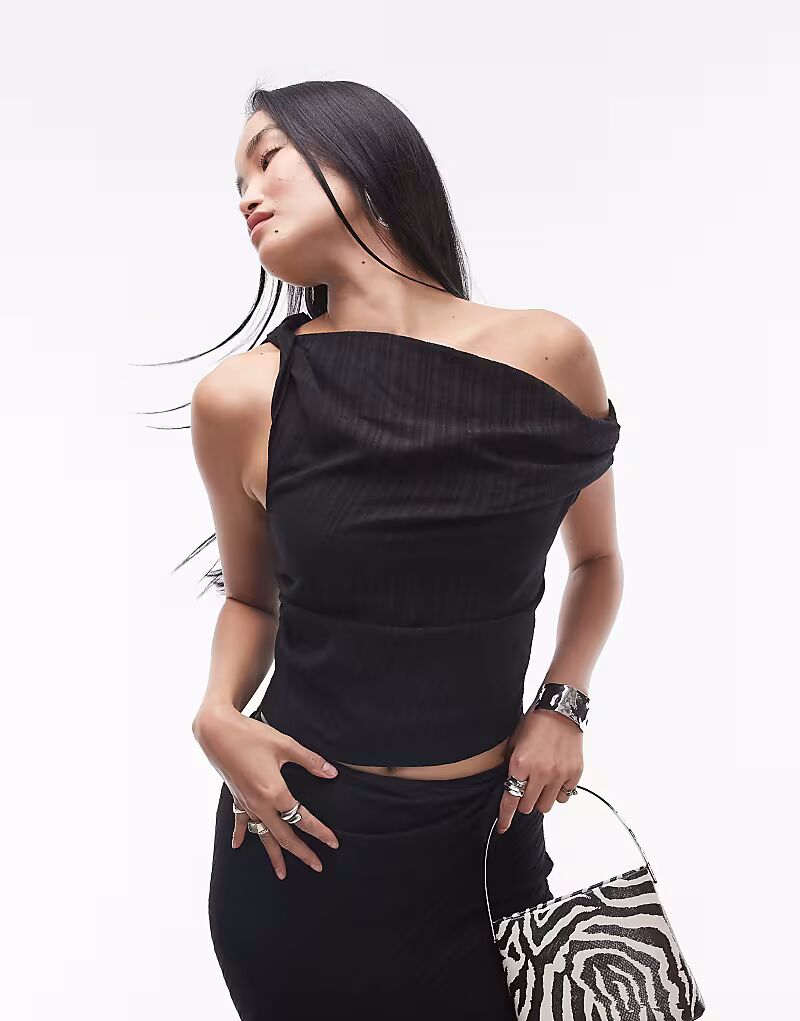 

Топ Topshop Coord с открытыми плечами, черный