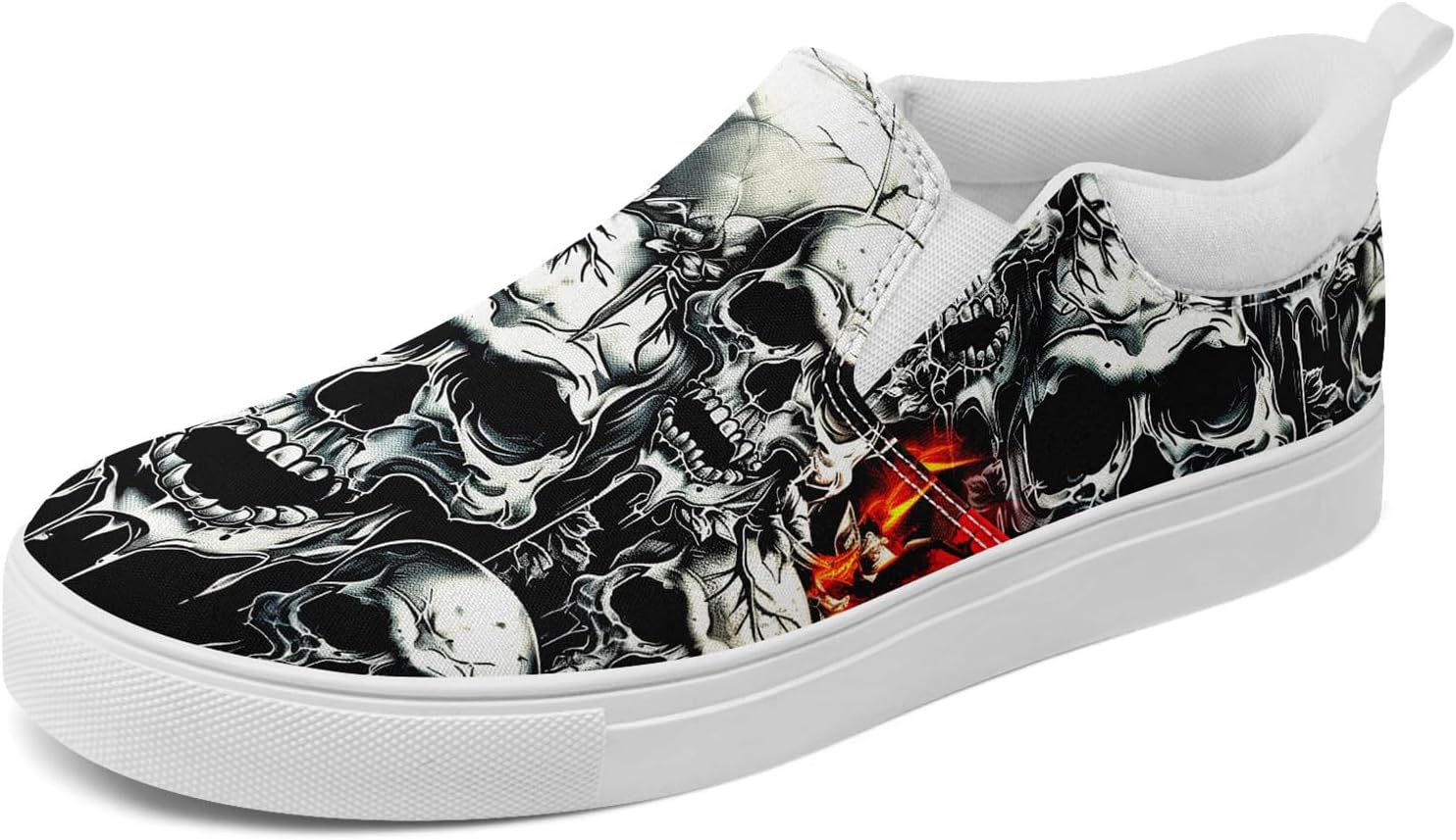 

Мужские слипоны из холщовой ткани coolcustomize с готическим принтом черепа, повседневные легкие лоферы, удобные кроссовки для прогулок, для женщин, черный