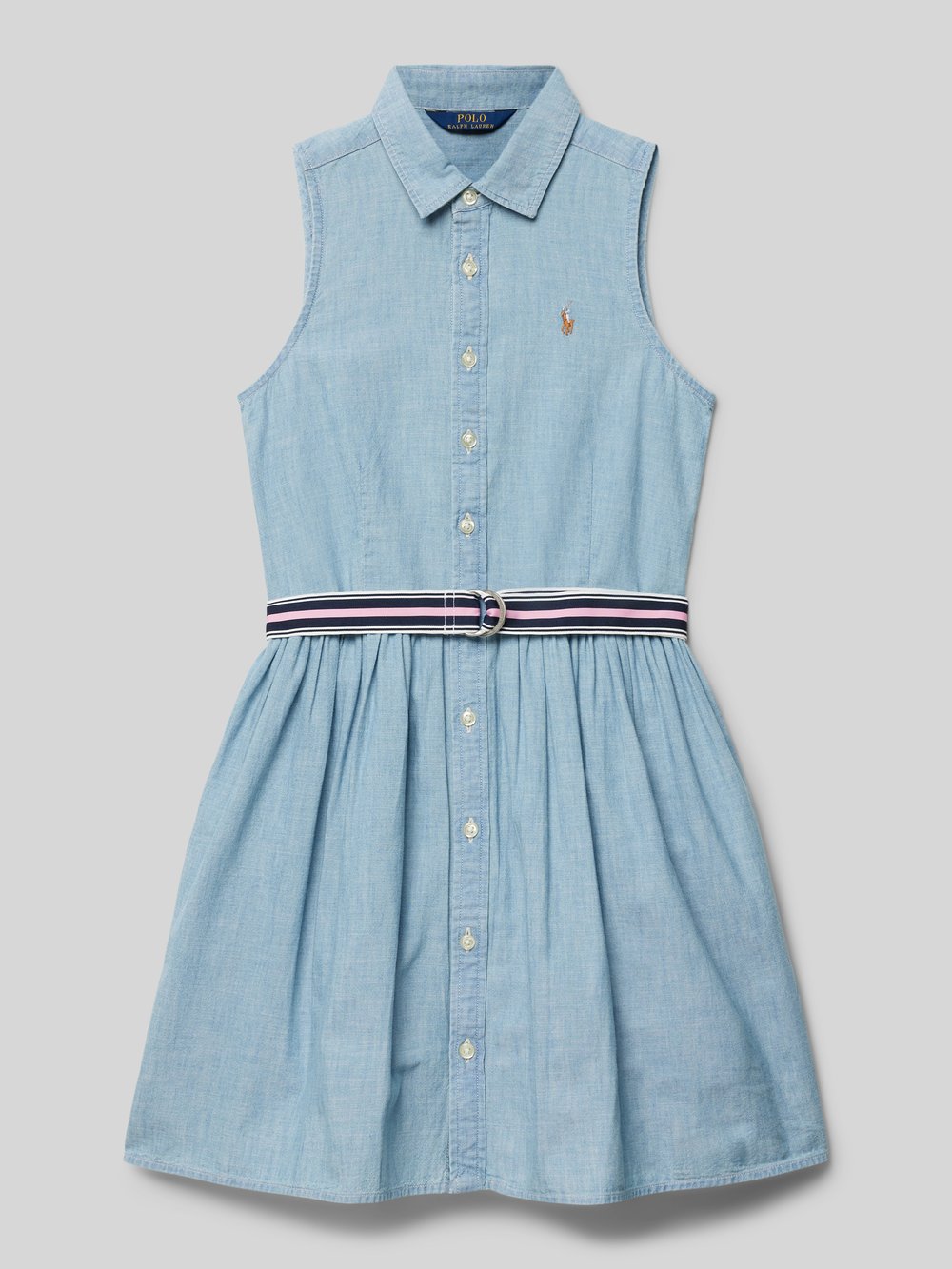 

Платье с полной застежкой на пуговицы, модель 'ADALENE' Polo Ralph Lauren Kids, светло-голубой