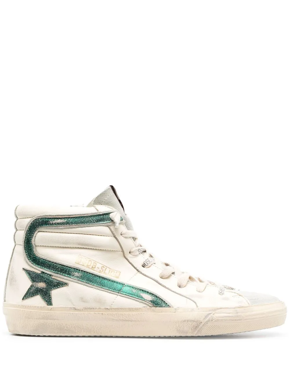Высокие кроссовки Slide с эффектом потертости GOLDEN GOOSE, нейтральный