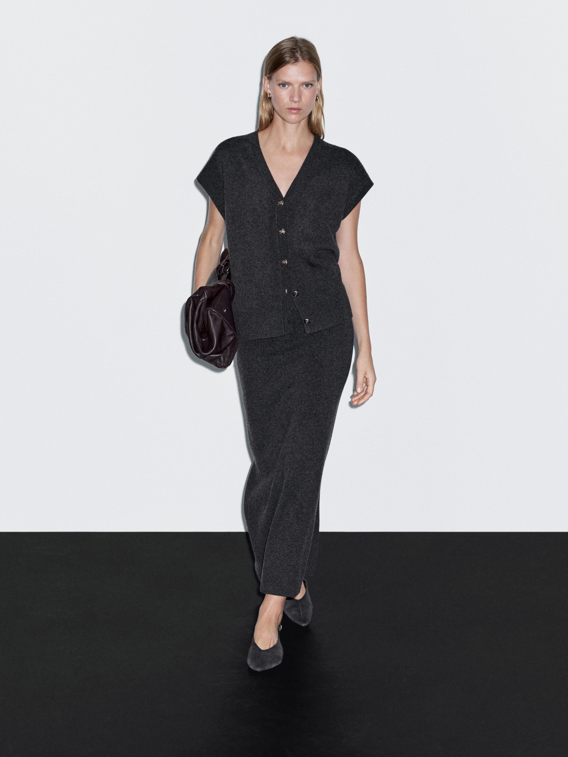 

Двусторонняя юбка миди Massimo Dutti, антрацитово-серый