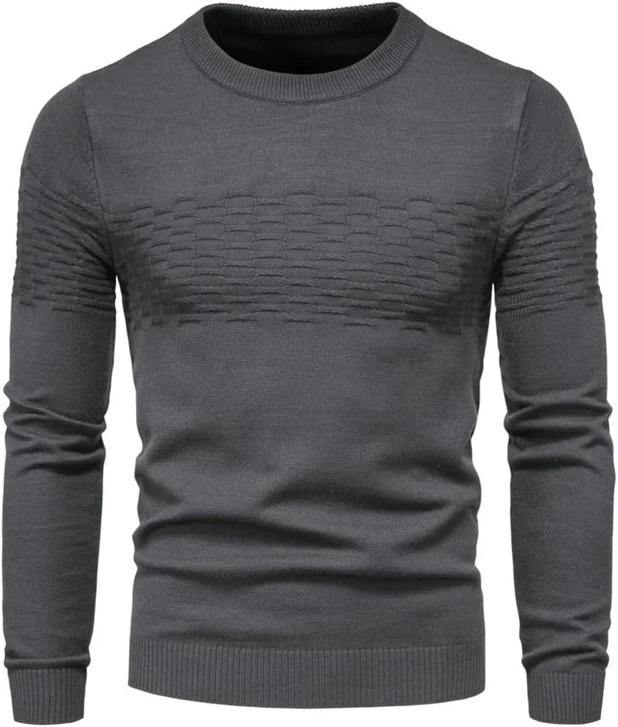 

Мужской однотонный свитер с длинным рукавом, высокий утепленный, о-шейк, приталенный, осень-зима