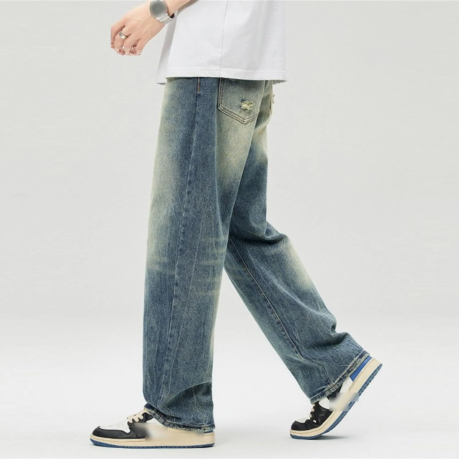 Джинсы широкие Casual Loose Long, Синий — фото 3