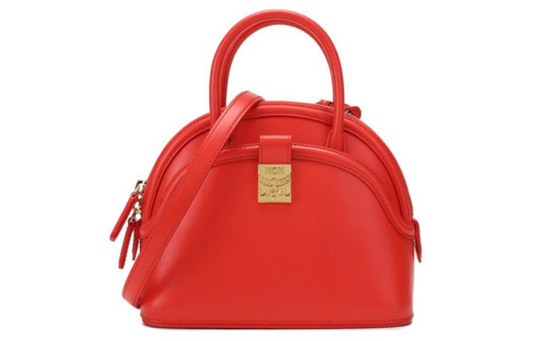 

MCM Сумка Anna Visetos Leather Dome Bag, сумка через плечо, сумка через плечо, маленькая женская красная