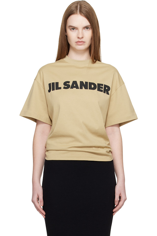 

Футболка с логотипом Jil Sander, бежевый