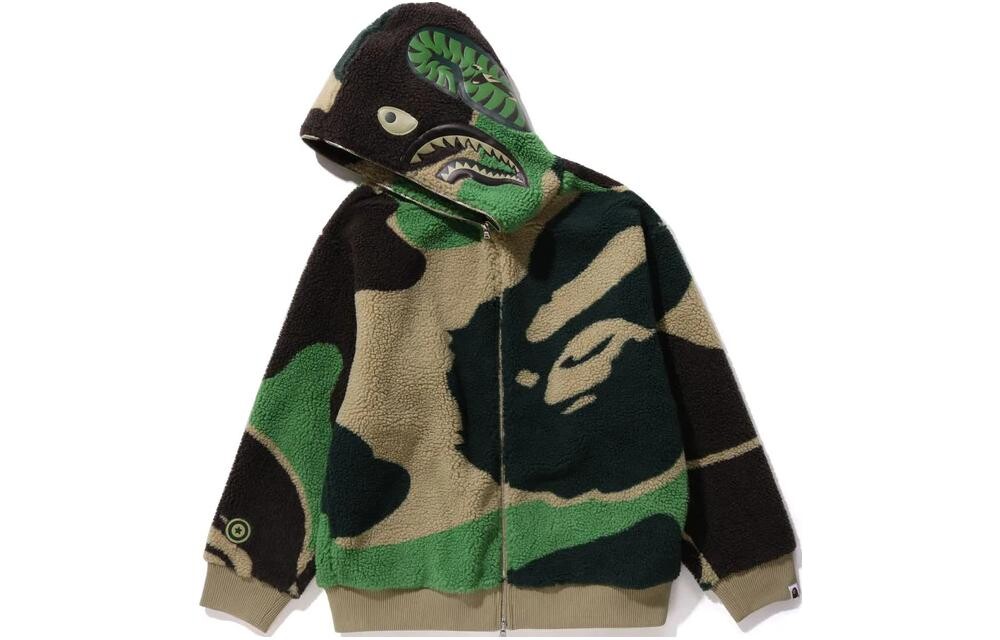 

Куртка с капюшоном BAPE Mega ABC Camo Shark Boa A Bathing Ape, зеленый