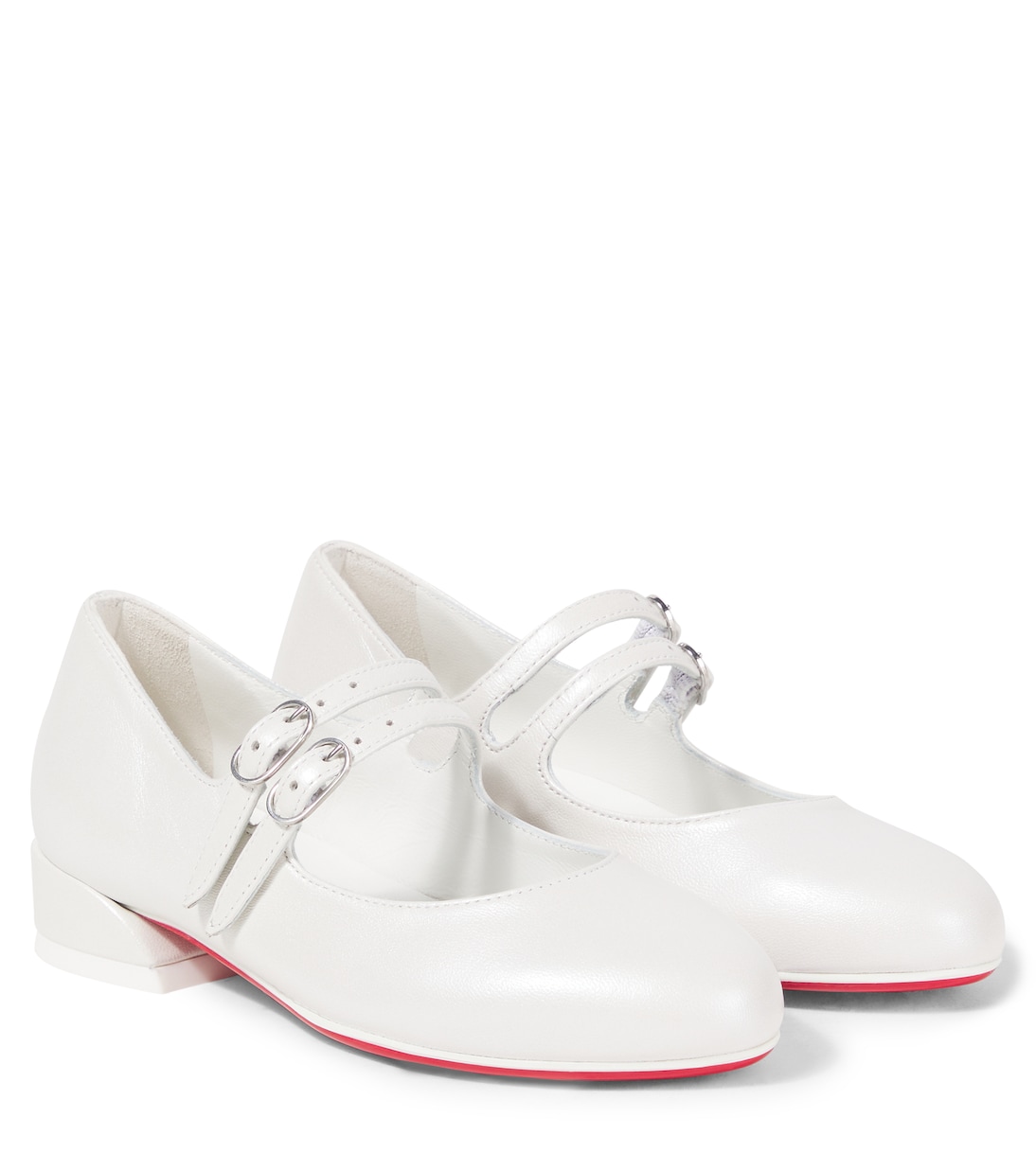 

Балетки Jane Fille из кожи Christian Louboutin Kids, Bianco/Lin Bianco