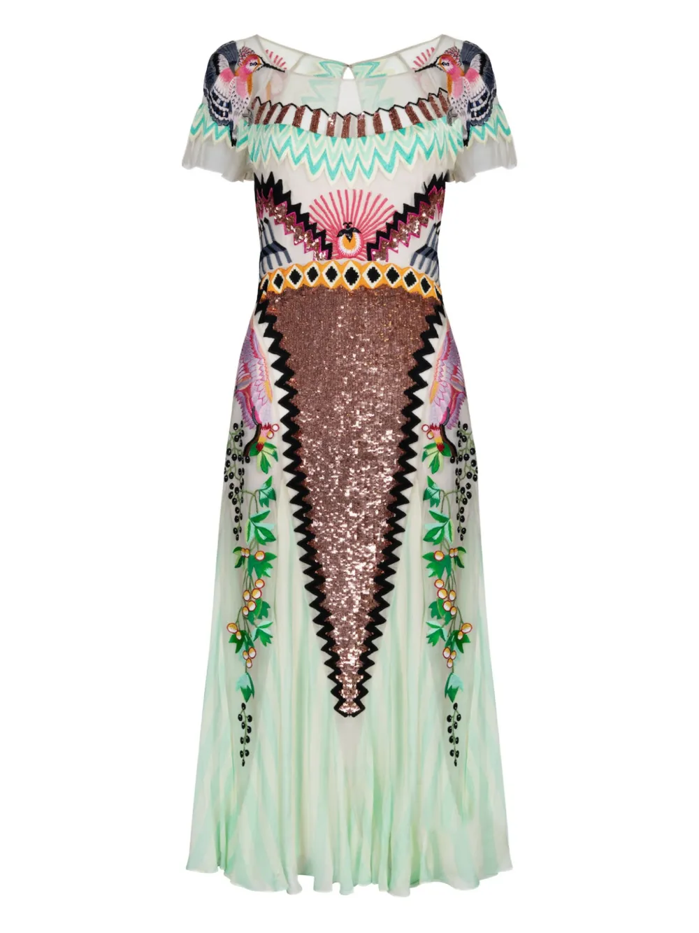 

Платье миди Talia с вышивкой пайетками Temperley London, зеленый