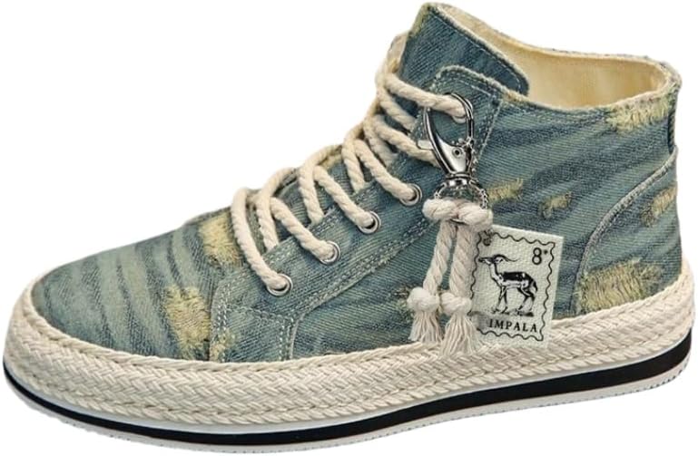 

Мужские высокие кроссовки из мягкого денима. Модные и уникальные. Удобные стельки Clolinde, Wathet