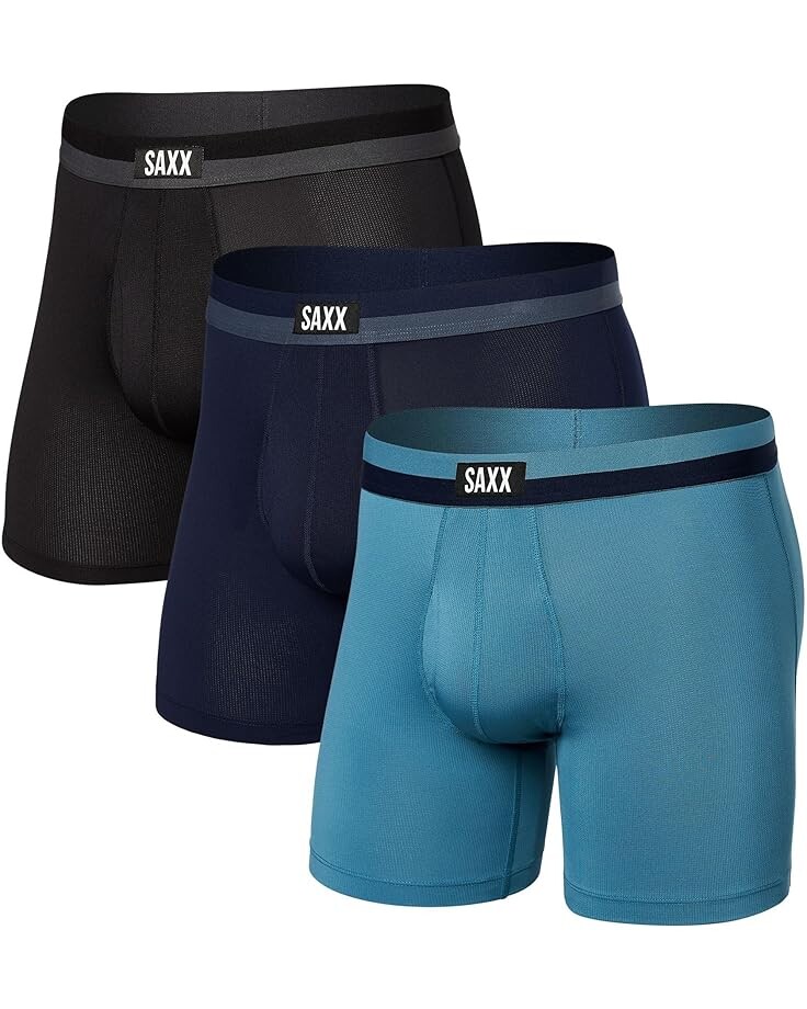 

Боксеры SAXX UNDERWEAR Sport Mesh Boxer Brief Fly 3-Pack, цвет Hydro/Maritime/Black