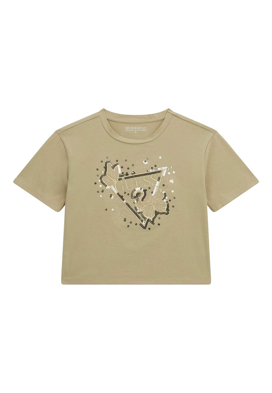 

Футболка Guess LOGO-DREIECK PAILLETTEN, Grün/Khaki