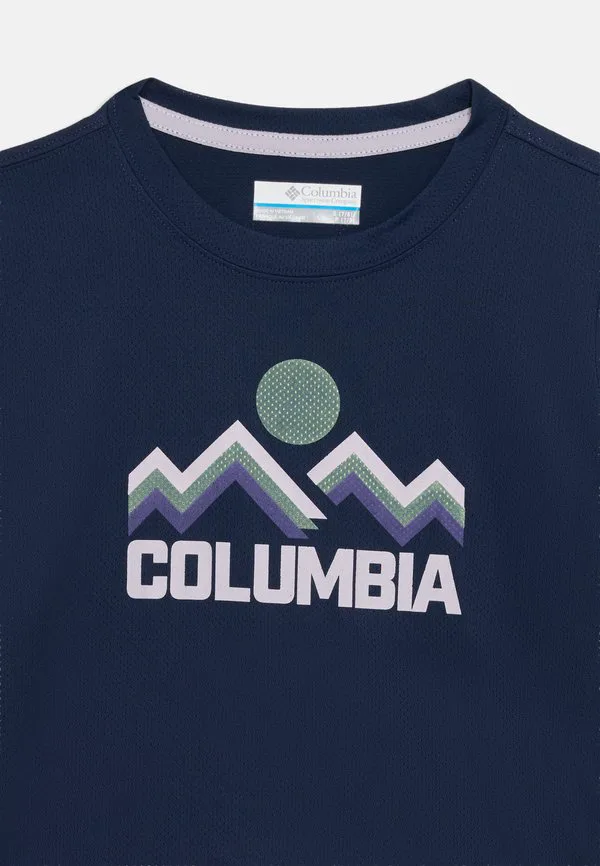Футболка унисекс с принтом trail utility graphic crew Columbia, Collegiate Navy/Rainbow Ridge — фото 3
