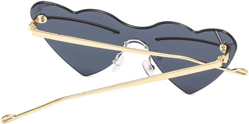 

Солнцезащитные очки в стиле панк без оправы с сердечками, новые, для женщин и мужчин, в комплекте одна пара, черные, с защитой от УФ-излучения UV400 LANGSER, 4