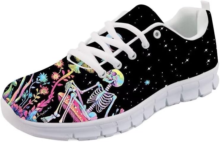 

Женские беговые кроссовки Forchrinse с принтом скелета в стиле тай-дай, унисекс, с черепом, для ходьбы, спорта, модные повседневные и спортивные обувь, Skeleton Mushroom Star