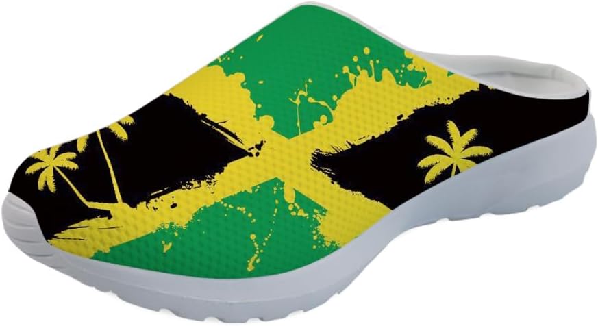 

Кроссовки Forchrinse Native Indian Aztec Hippie Mandala для мужчин, прогулочные мулы; женские слипоны, садовые сабо, тапочки с открытой пяткой, обувь для дома и ухода, Jamaican Flag Palm Tree