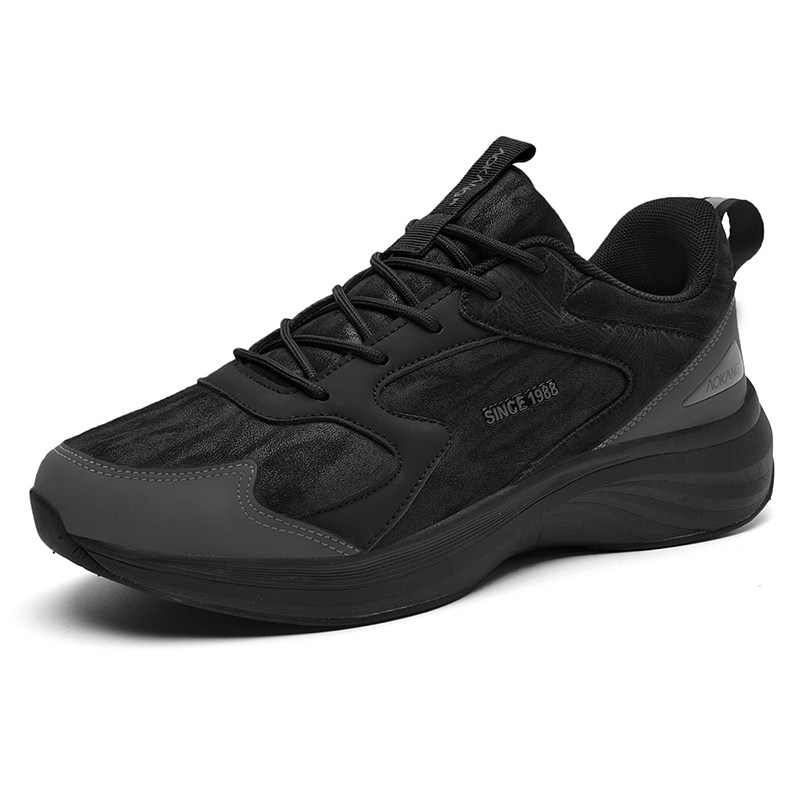 

AOKANG Антискользящие износостойкие дышащие мужские повседневные низкие кроссовки - черный серый, цвет Black Gray